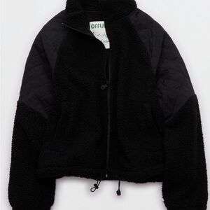 Aerie Quilted Black Teddy Jacket